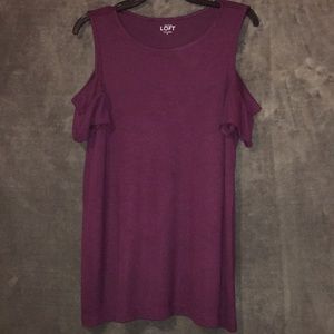 Cold shoulder dark purple top by Ann Taylor Loft.